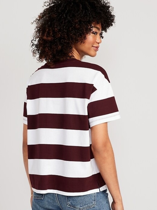 Old Navy Tops - Old Navy Burgundy & White Striped Tee Large Tall